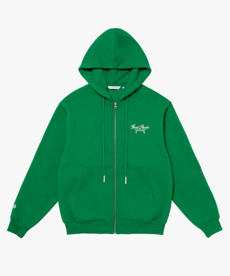 BASIC BRUSHED FULL ZIP-UP HOODIE-GREEN
