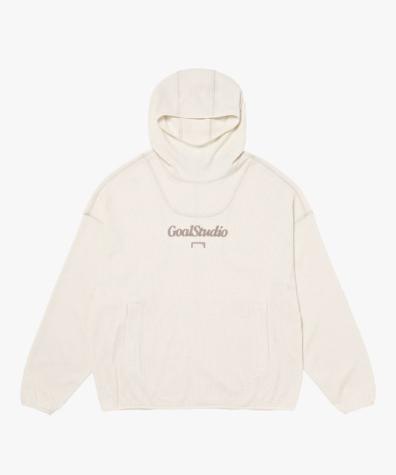 WAFFLE OVER FIT HOODIE-CREAM