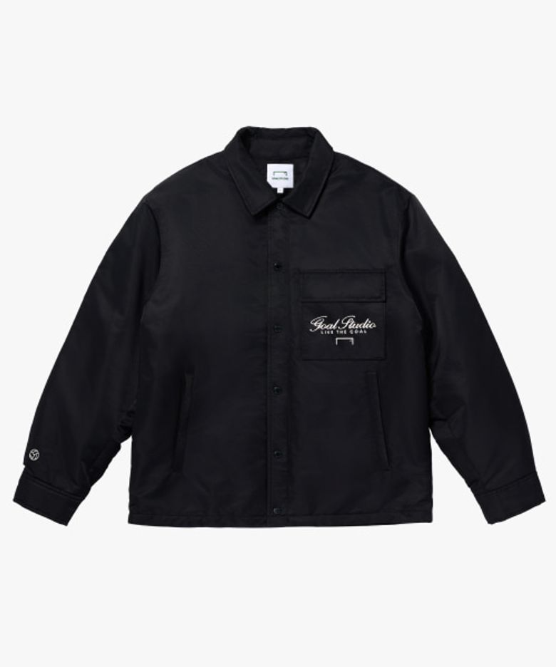 EMBROIDERY PADDED SHIRT JACKET-BLACK