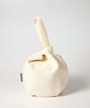 Embossing Dumpling wrist bag - Stripe Ivory