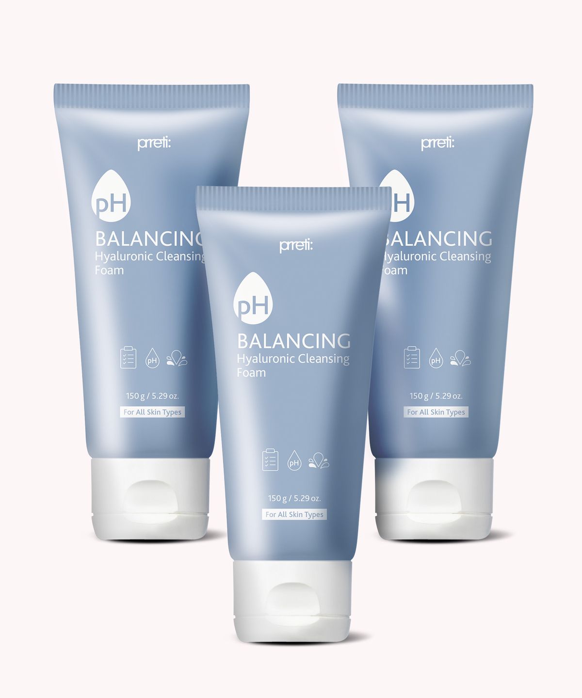 프레티(PRRETI) 약산성 히알루로닉 클렌징 폼 150ml 3개
