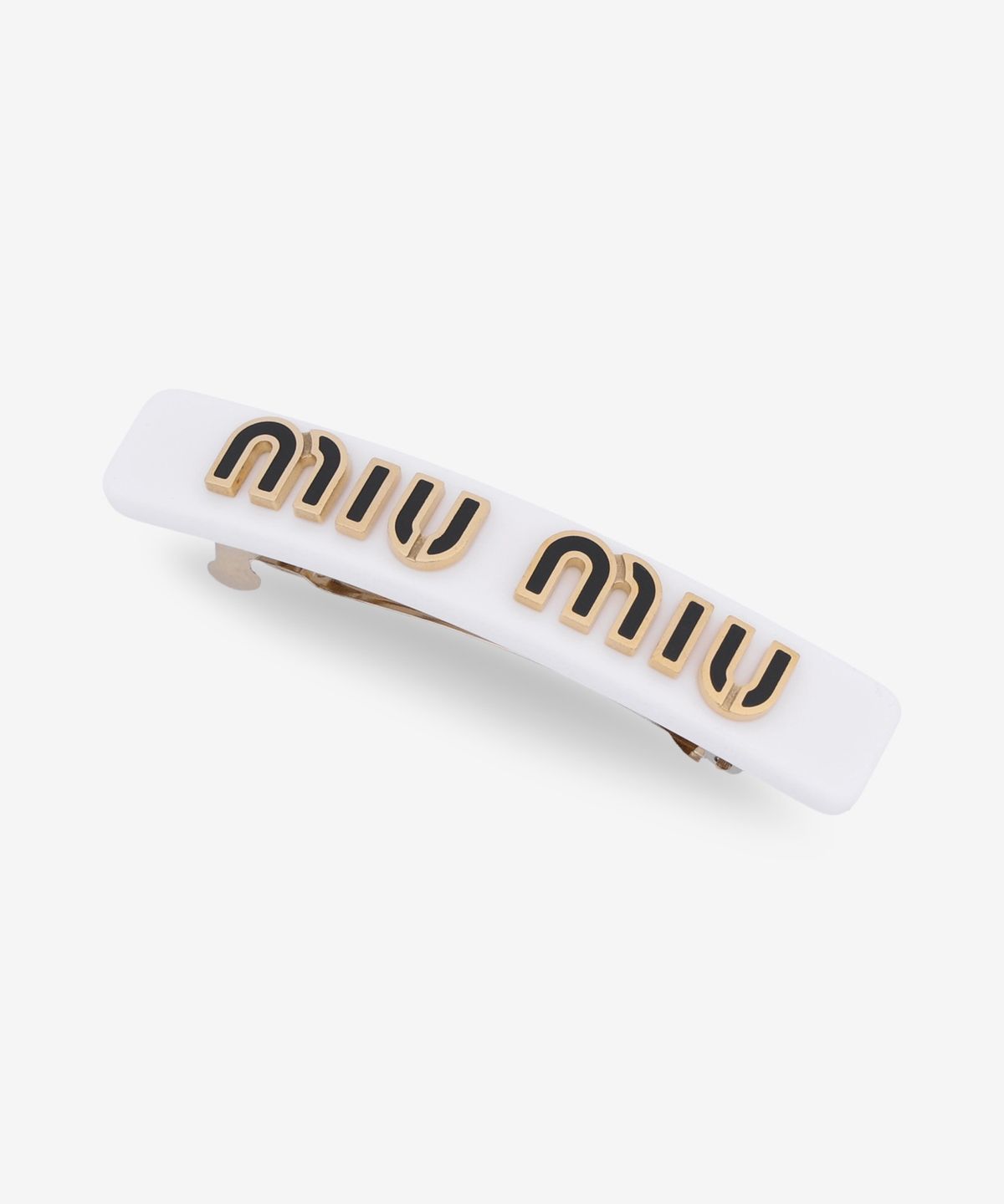미우미우(MIU MIU) 플렉시글래스 메탈 헤어핀 - 화이트:블랙 / 5IF1142F72F0964