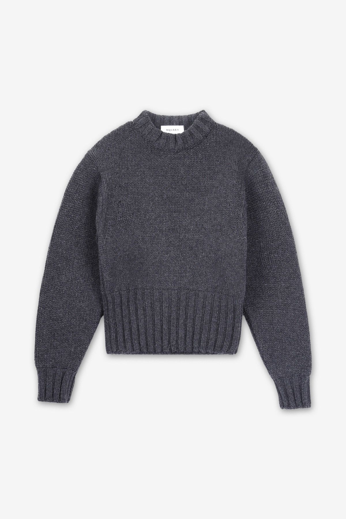 알렉산더 맥퀸(ALEXANDER McQUEEN) 울 캐시미어 니트 - 멜란지 그레이 / 807668Q1BBI1015