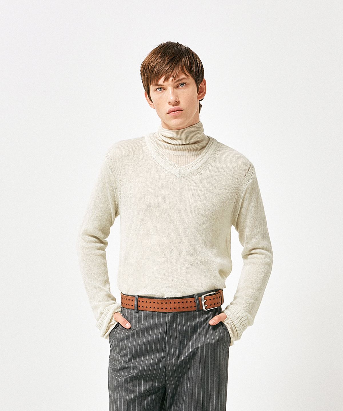 라벨아카이브(LABELARCHIVE) Linus mohair sheer knit tea green