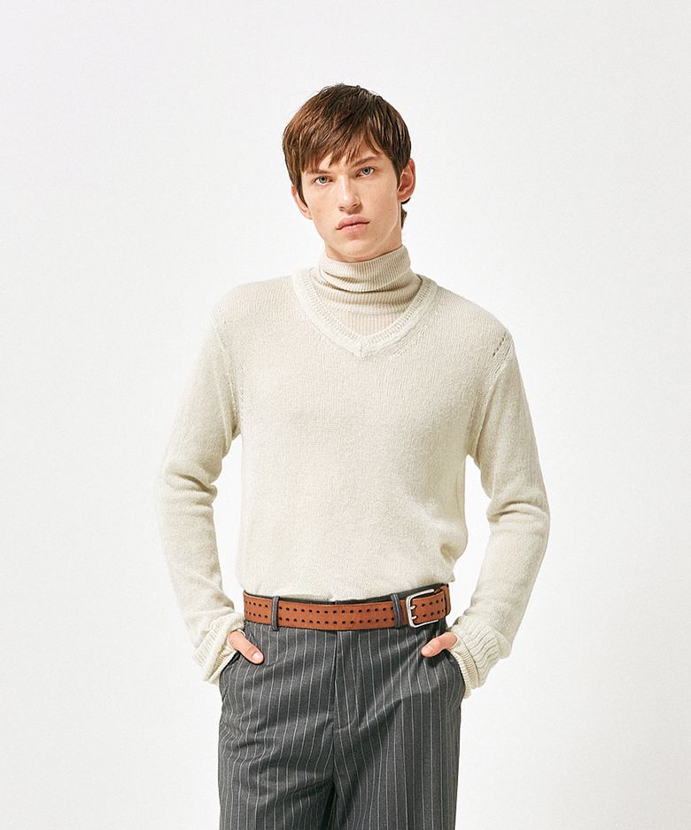 Linus mohair sheer knit tea green