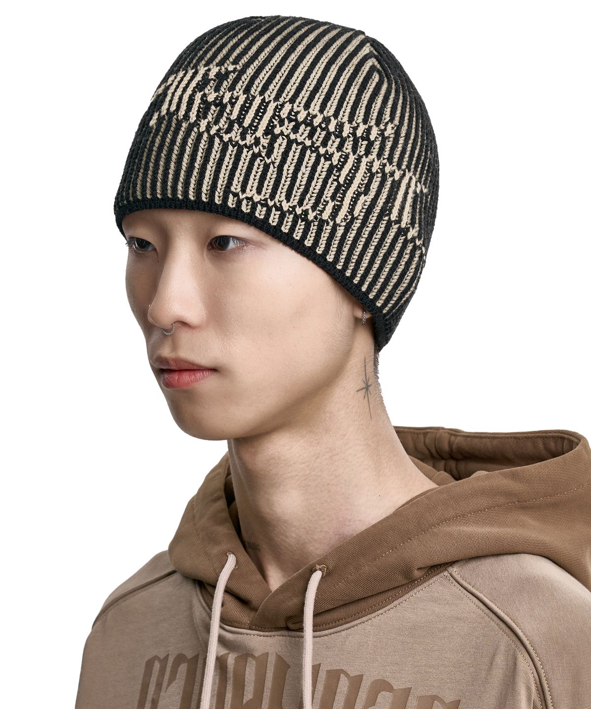 아조바이아조(AJOBYAJO) [PBA] Tribal AJO Two Tone Beanie [BEIGE]