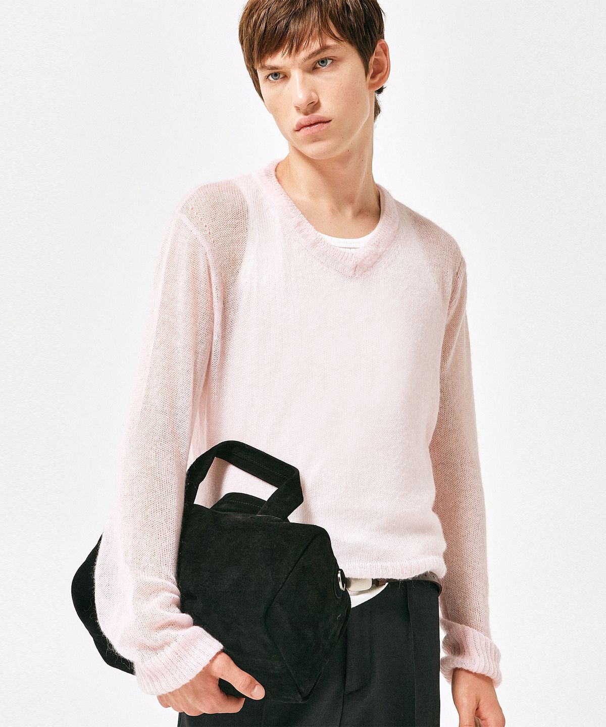 라벨아카이브(LABELARCHIVE) Linus mohair sheer knit blush pink