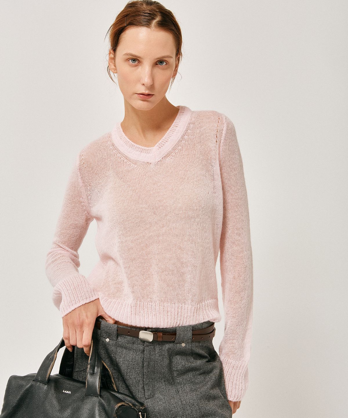 라벨아카이브(LABELARCHIVE) W Linus mohair sheer knit blush pink