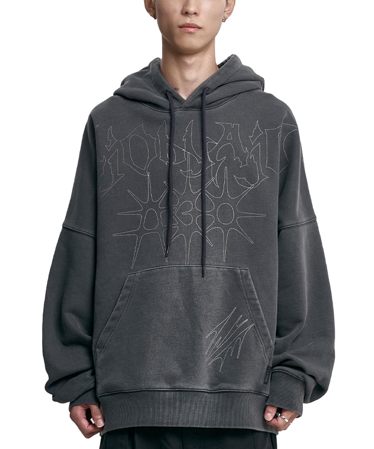 아조바이아조(AJOBYAJO) [PBA] SB VNJ Logo Washed Hoodie [CHARCOAL]