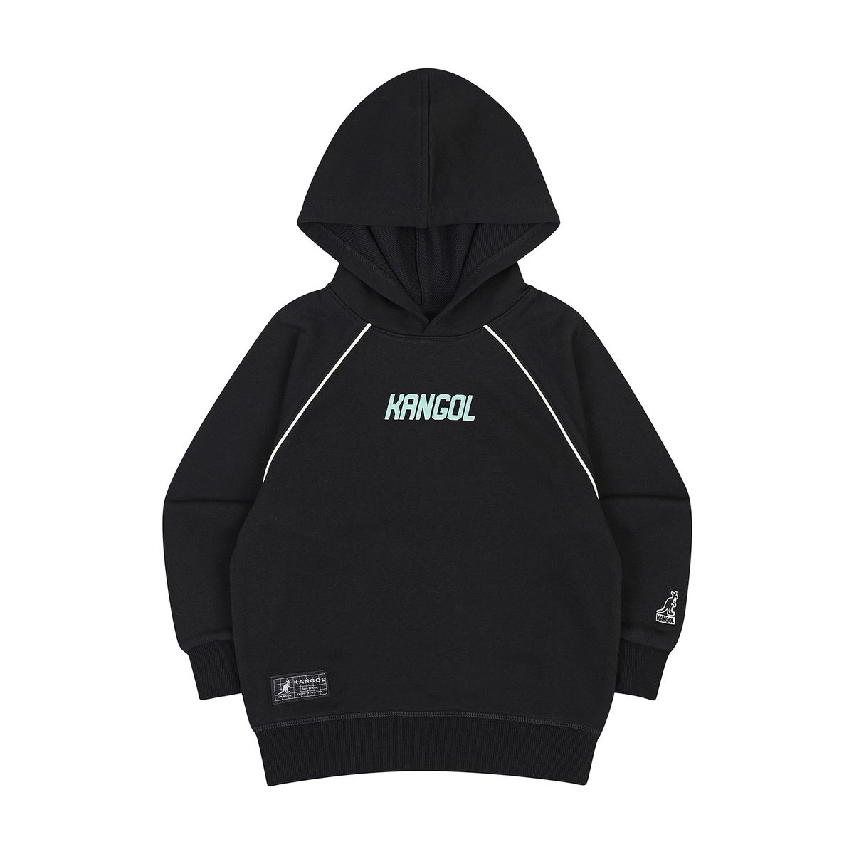 캉골키즈(KANGOL KIDS) 파이핑 디테일 레터 포인트 후디 QD 0002 블랙