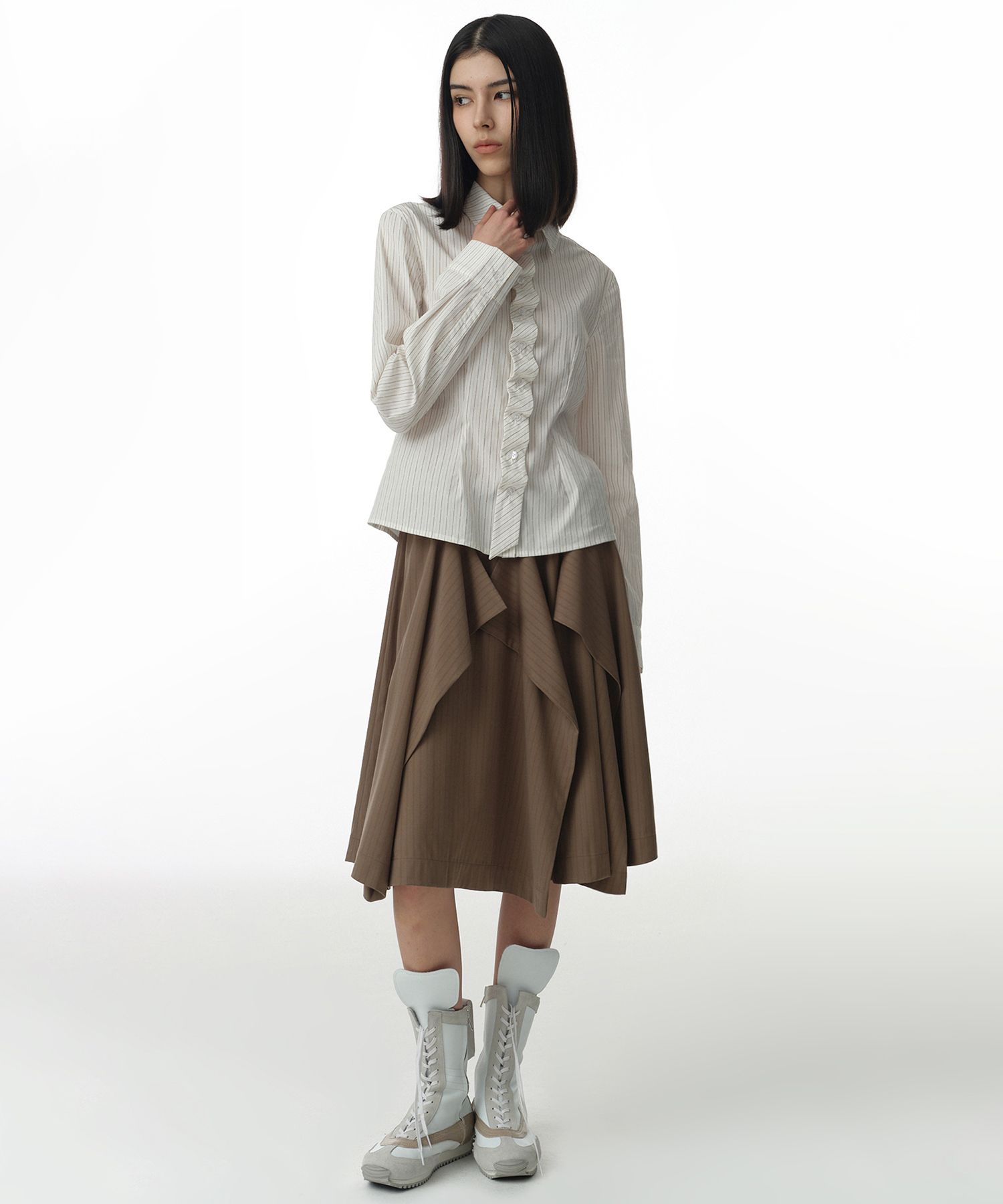 MILLO ARCHIVE ♥ Asymmetric Banding Skirt /追跡付 MUSINSA | MILLO WOMEN Asymmetric Banding Skirt [Black]