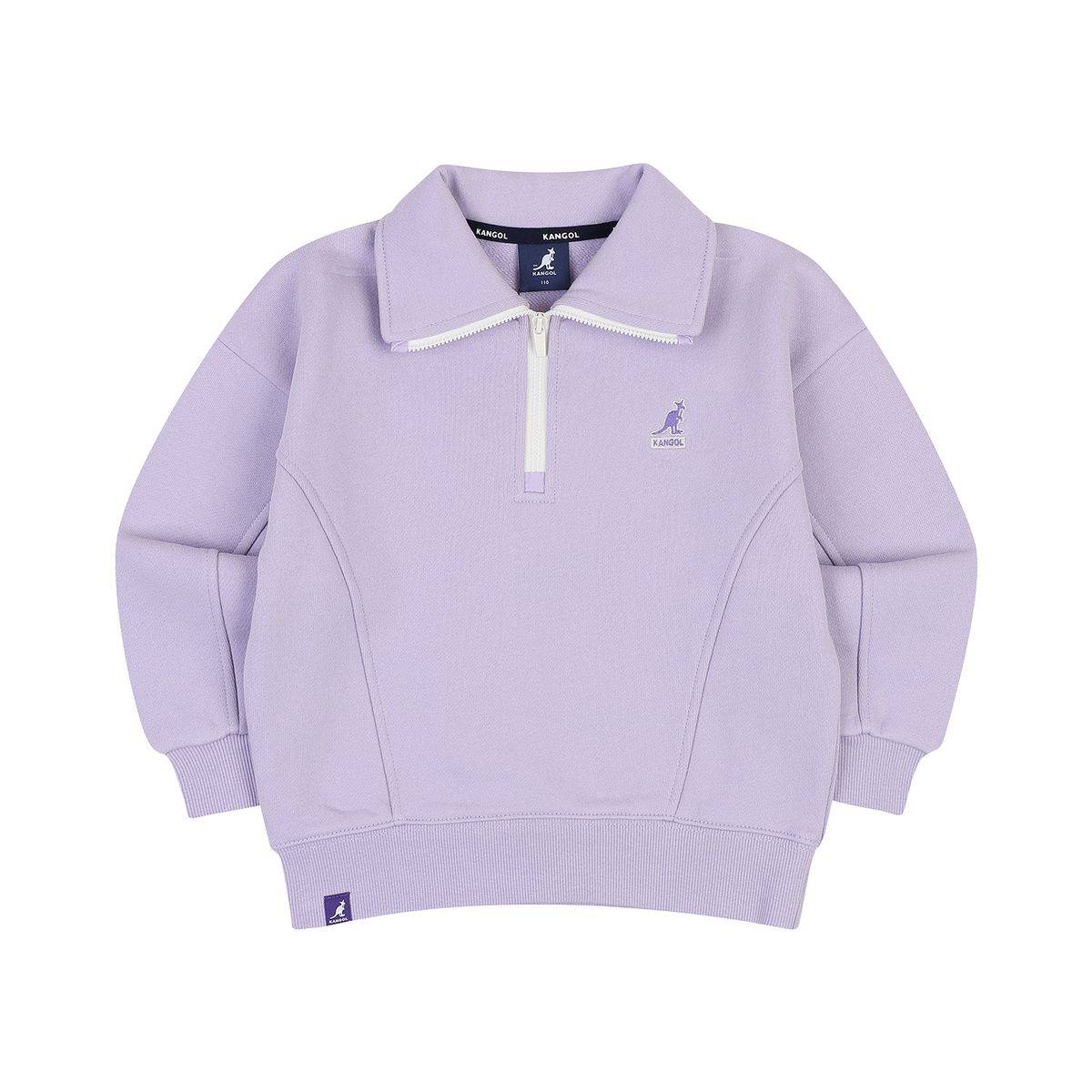 캉골키즈(KANGOL KIDS) 클럽 로고 브러시드 하프 짚업 QD 0006 라벤더