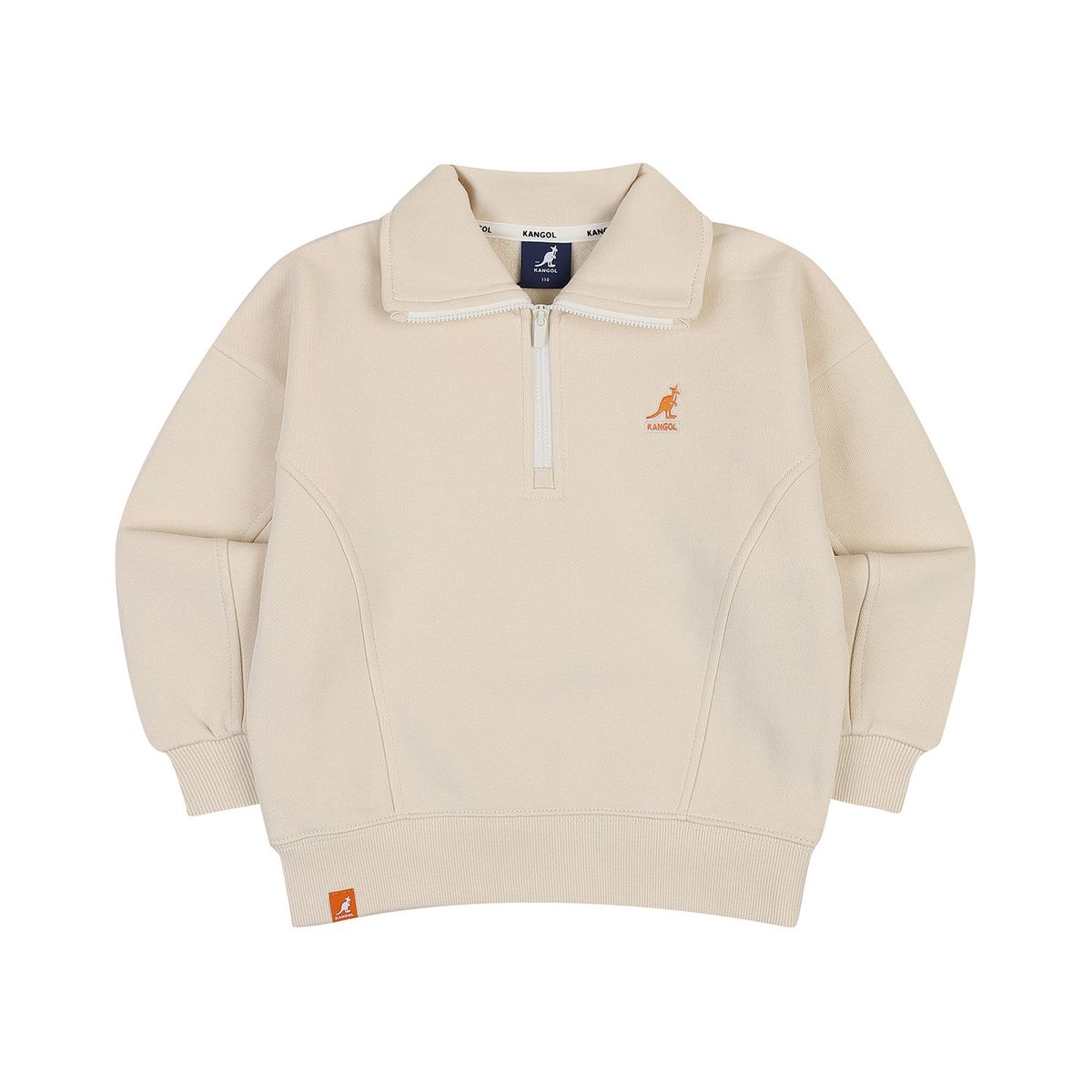 캉골키즈(KANGOL KIDS) 클럽 로고 브러시드 하프 짚업 QD 0006 아이보리