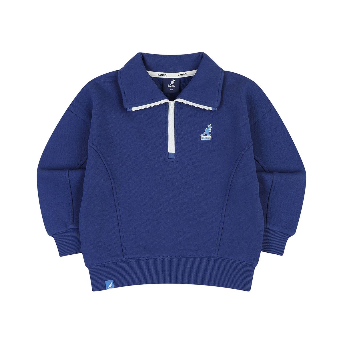 캉골키즈(KANGOL KIDS) 클럽 로고 브러시드 하프 짚업 QD 0006 블루