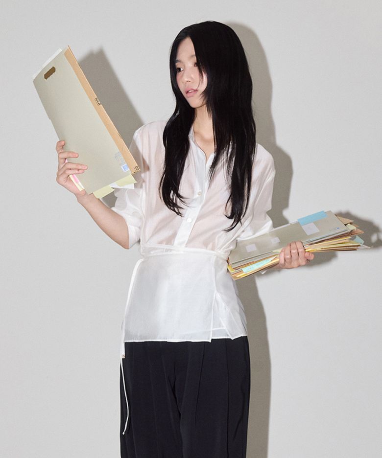 랩 실키 셔츠 (화이트)