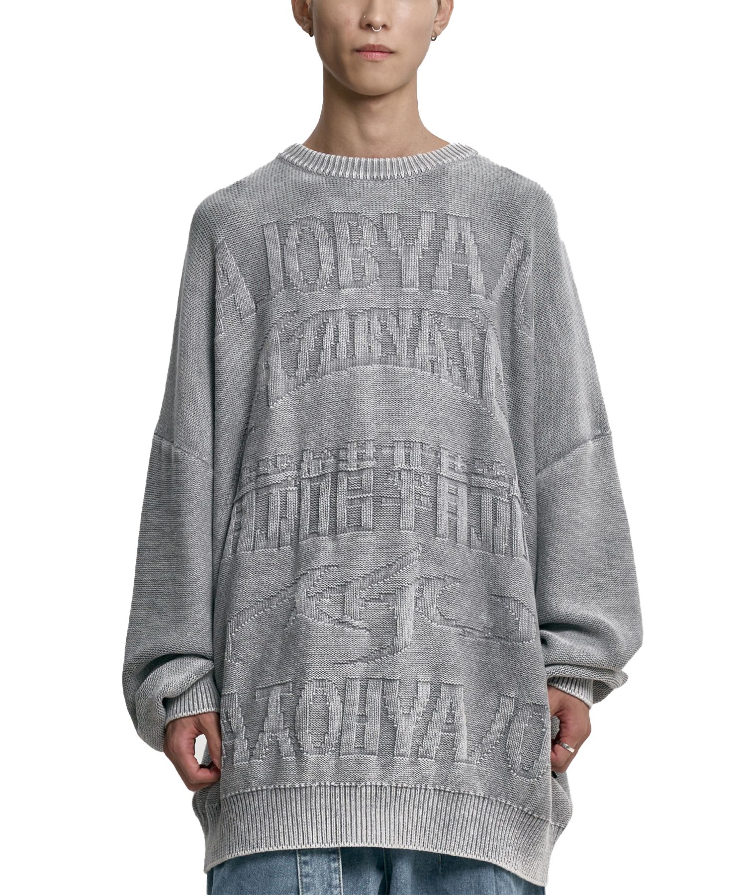 【AJO AJOBYAJO】23FW★ [PBA] Five AJO Logos Washed Sweat MUSINSA | AJOBYAJO [PBA] Five AJO Logos Washed Sweater