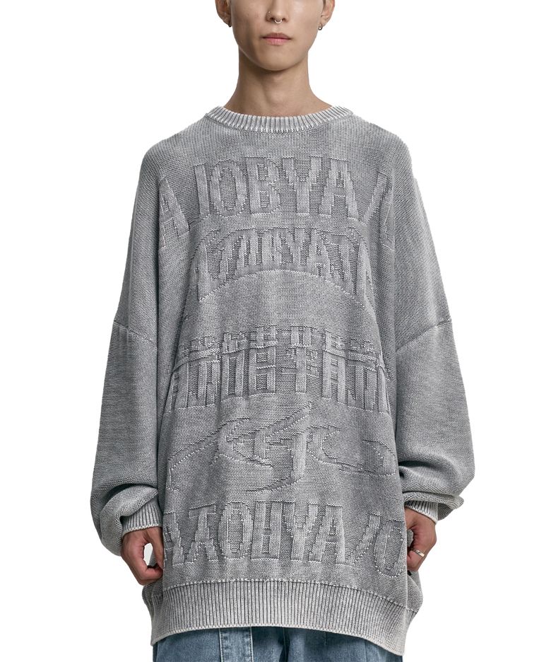 [PBA] Five AJO Logos Washed Sweater [LIGHT GREY]