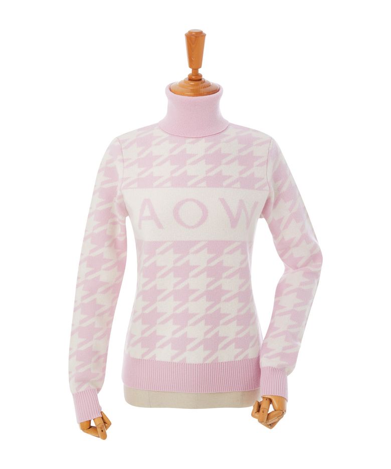 HOUNDTOOTH CASHMERE KNIT PULLOVER