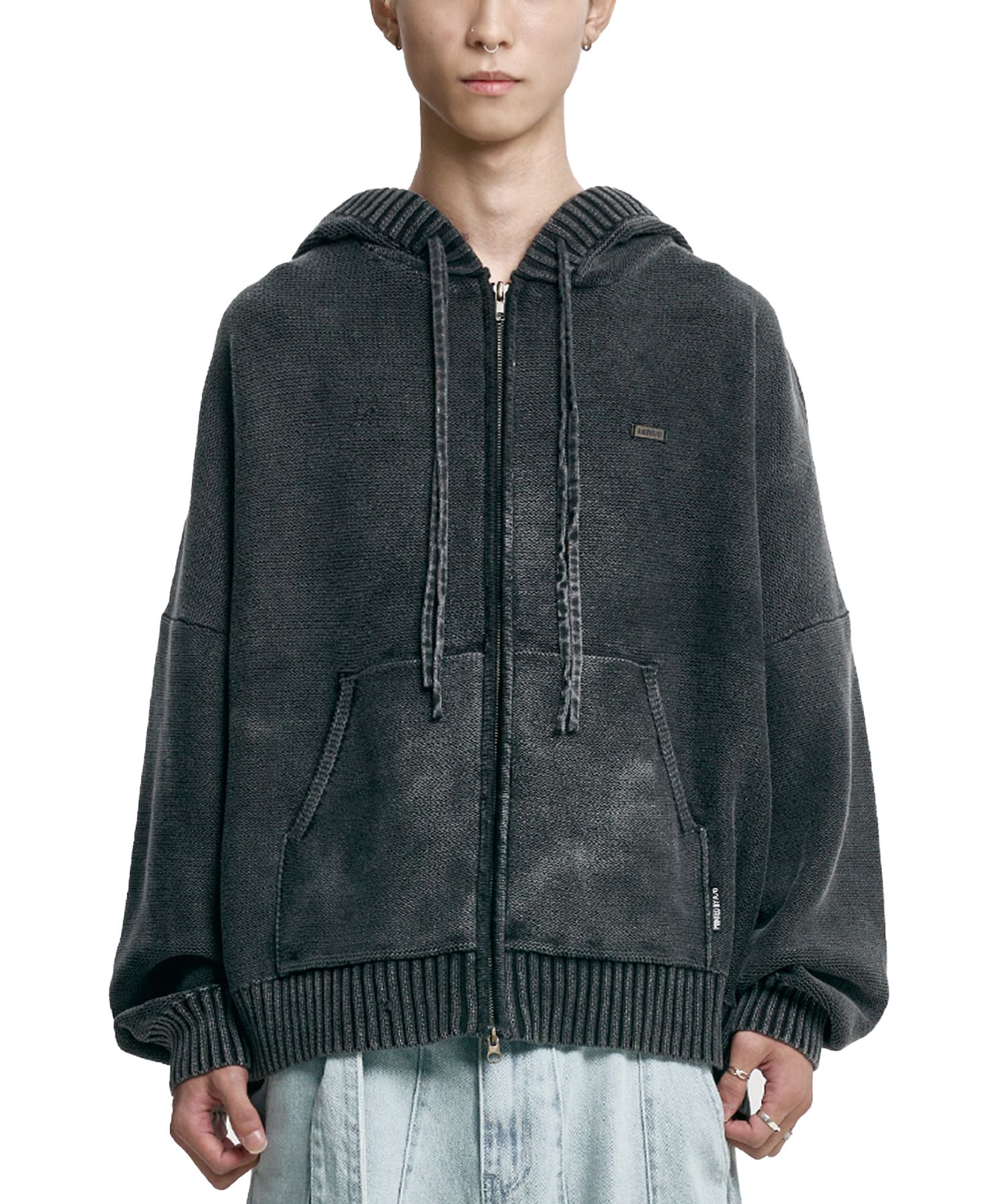 MUSINSA | AJOBYAJO [PBA] Five AJO Logos Washed Zip-Up Hoodie