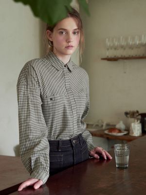 CODY check overfit shirt_BROWN