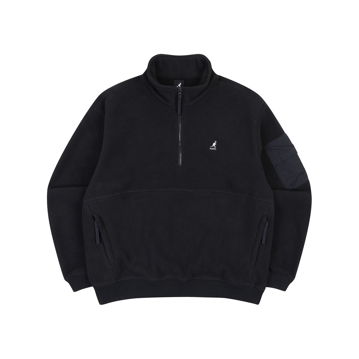 캉골(KANGOL) 마이크로플리스 하프 집 풀오버 1764 블랙