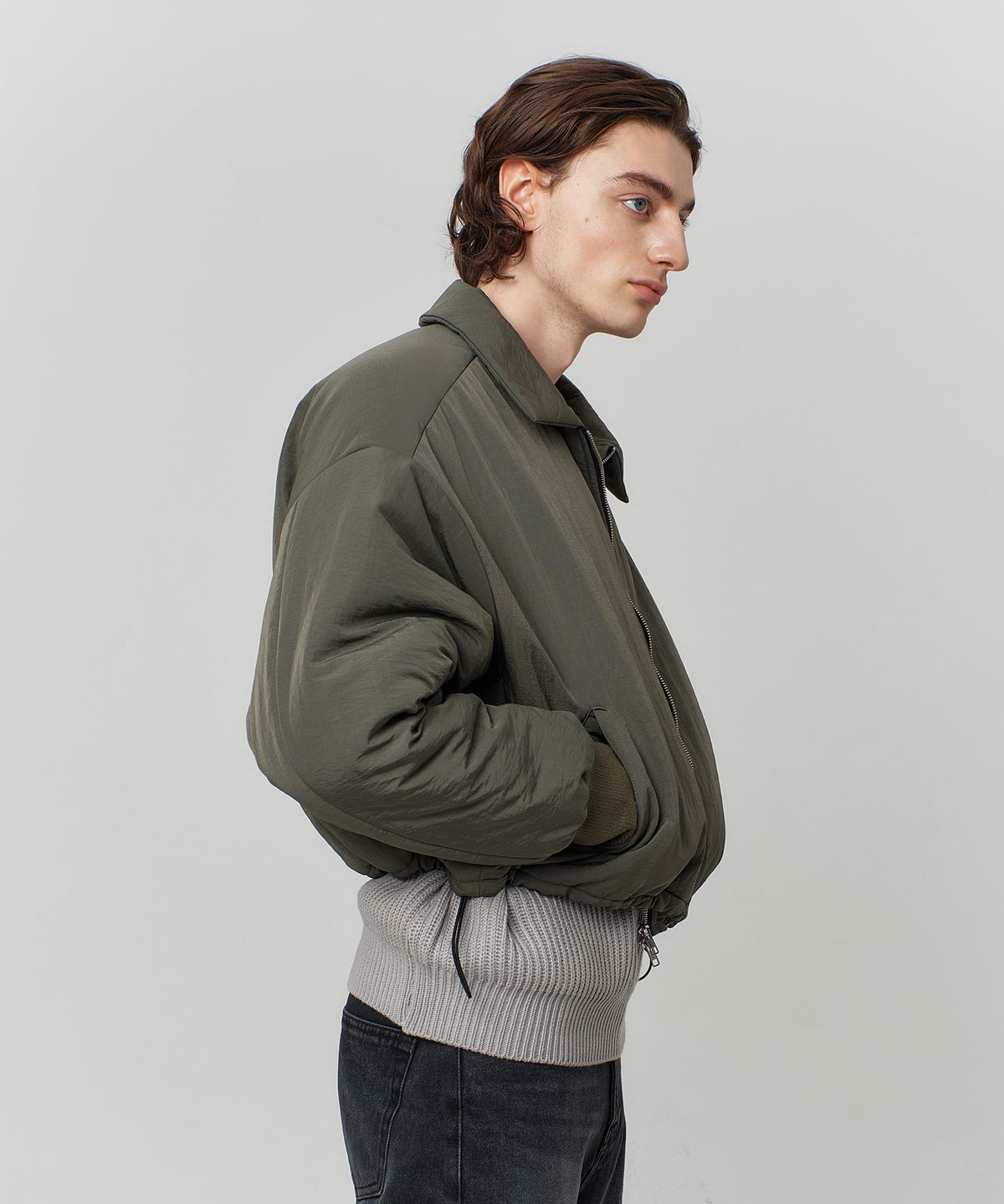 플로즈룸(FLAWSROOM) Matt Crop Puffer KHAKI