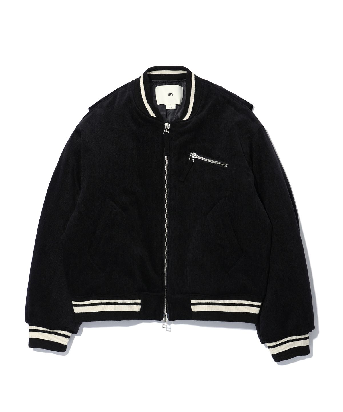 이에이(IEY) VELVET ZIP BOMBER JACKET Black
