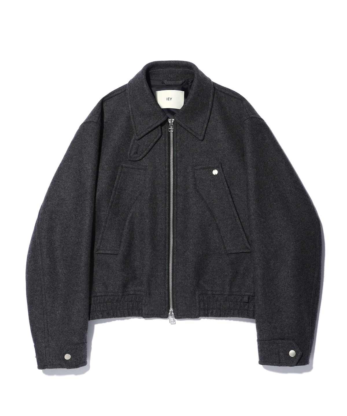 이에이(IEY) TAP WOOL JACKET Melange Grey
