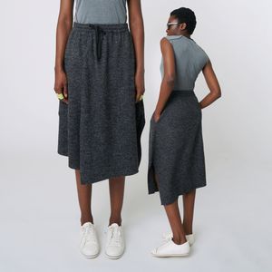 AW42SK05 언밸런스 헴라인 스커트_차콜