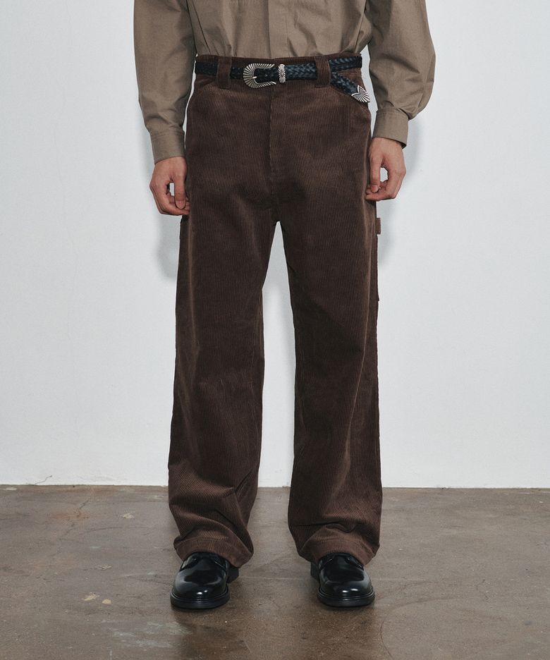 RISE CORDUROY WORK PANTS (BROWN)