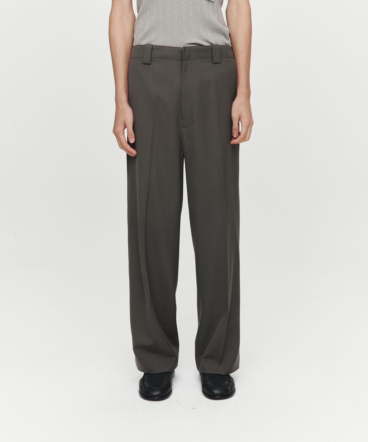 호이테(HEUTE) MATTHEW WOOL WIDE PANTS (TAN GREY)