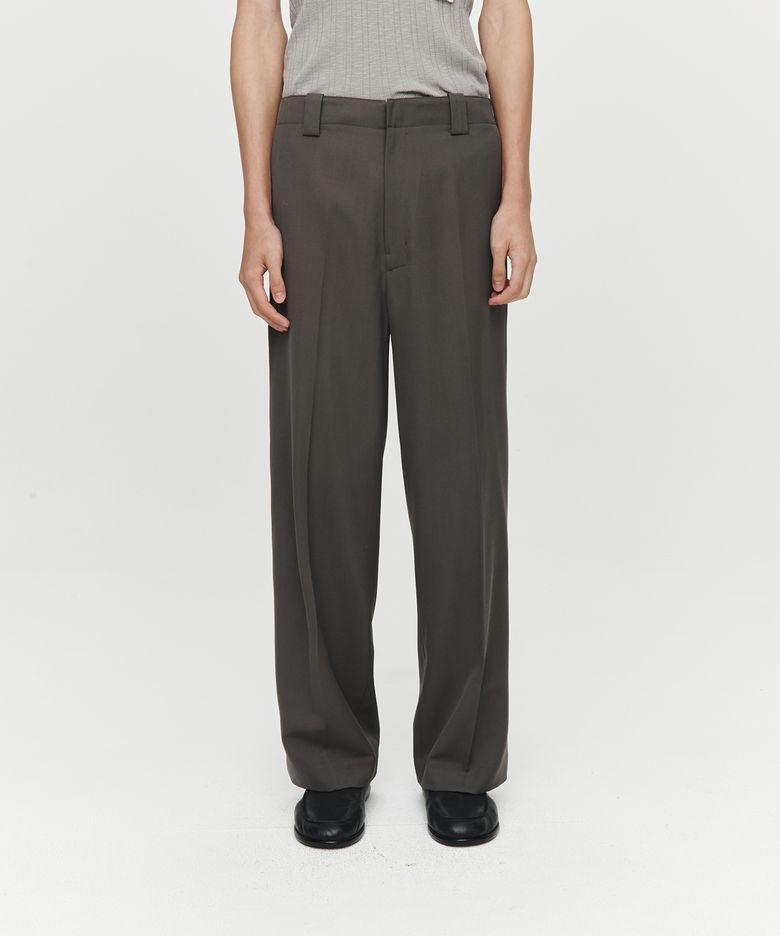 MATTHEW WOOL WIDE PANTS (TAN GREY)