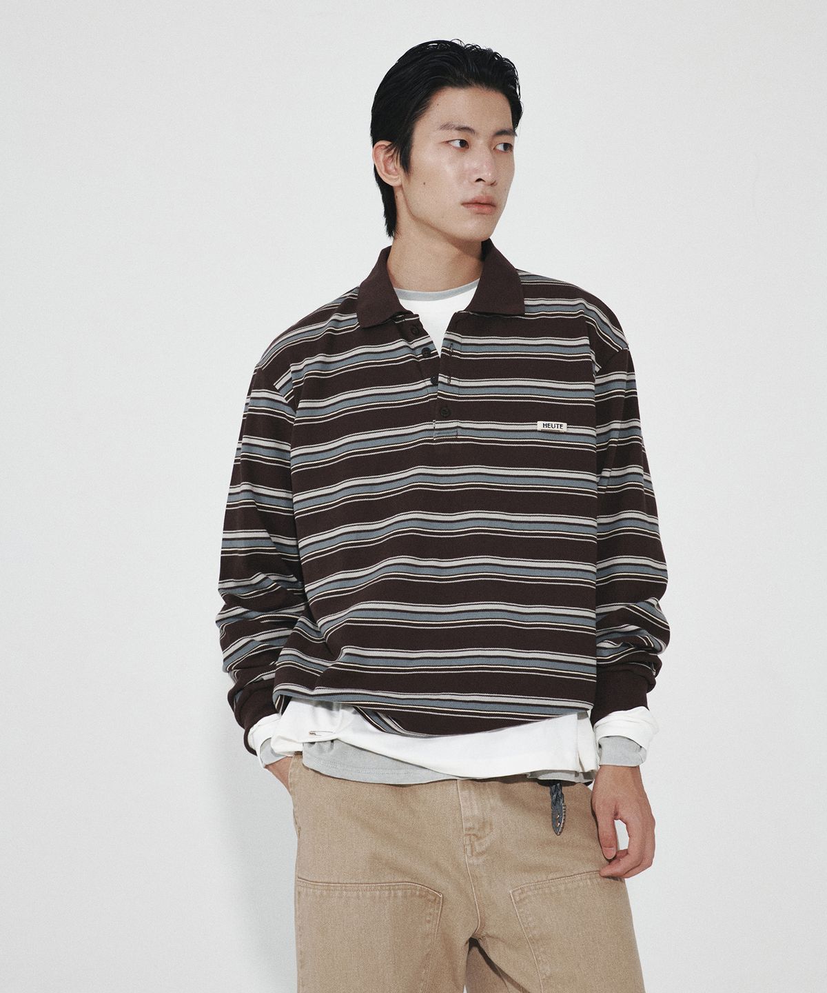 호이테(HEUTE) HET JASPER STRIPE POLO (BROWN)