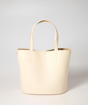 Vegan leather Handle Bucket bag - Ivory