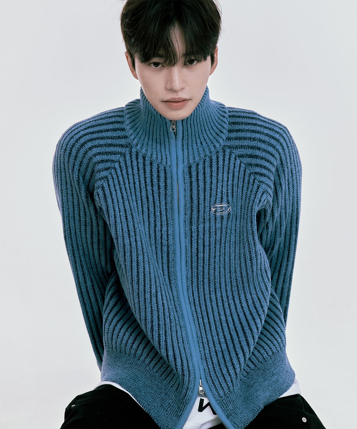 본챔스(BORN CHAMPS) TWO TONE KNIT ZIP-UP B23FT18BL