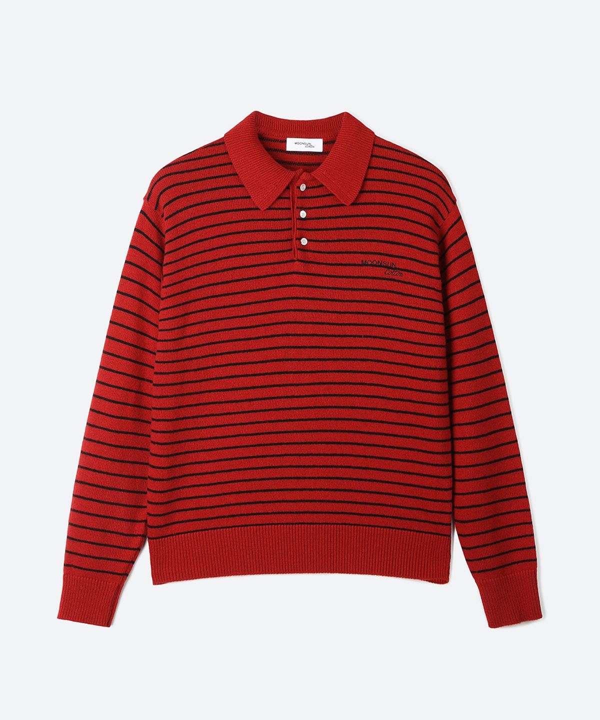 문선 아카이브(MOONSUN ARCHIVE) 02 M.C UNISEX, Stripe Wool Collar Knit / Deep Red
