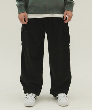 와이드 코듀로이 컷팅 카고 팬츠(블랙)