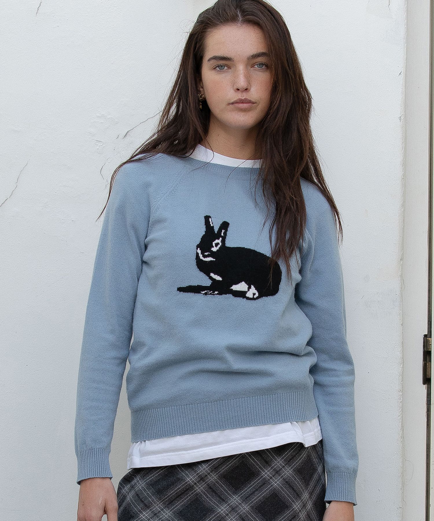 MUSINSA | DIMANCHE CASHMERE BUNNY SWEATER (BLUE)