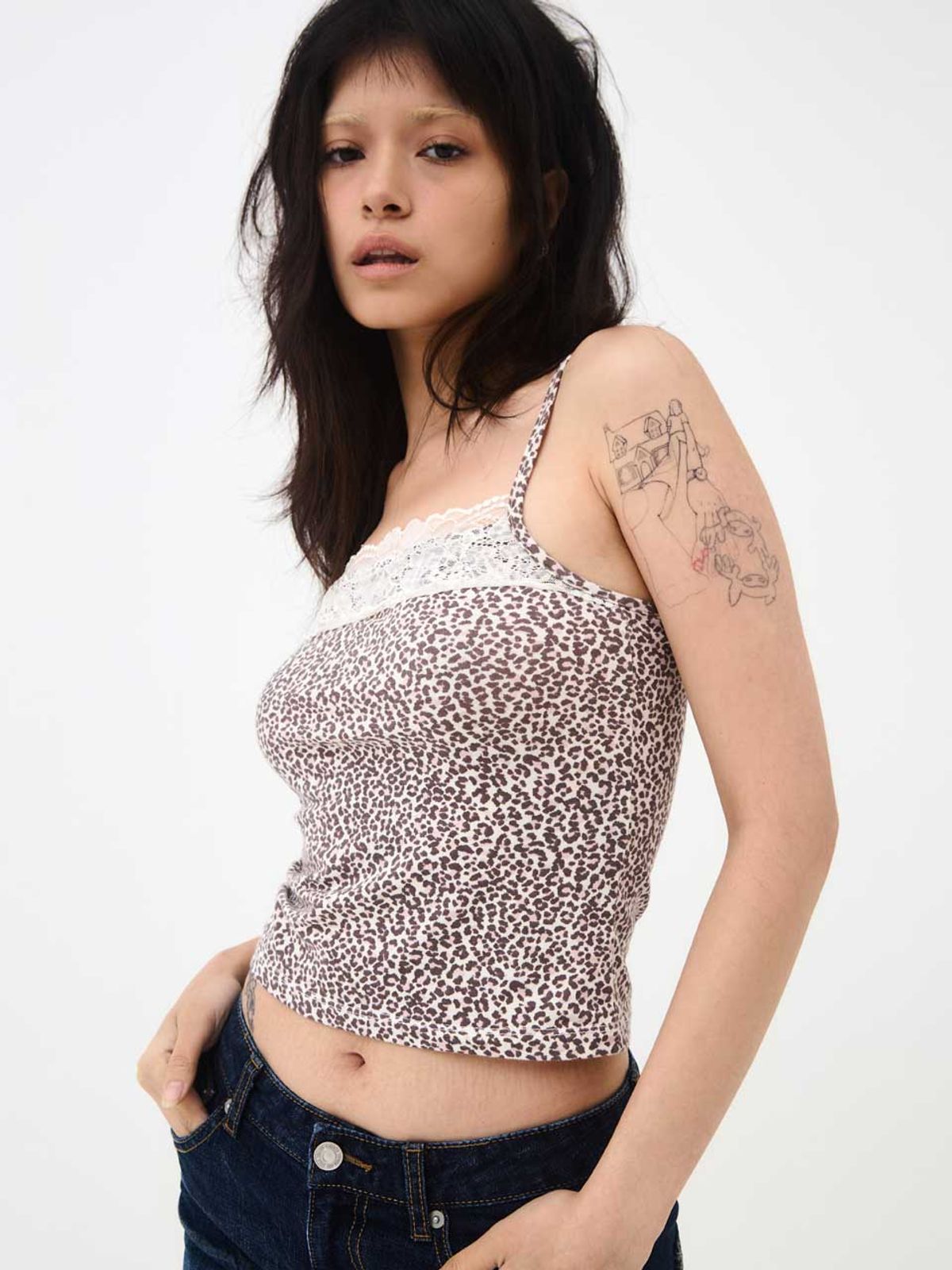 익스파이어드걸(EXPIRED GIRL) [7th] Leopard Lace Tank Ivory