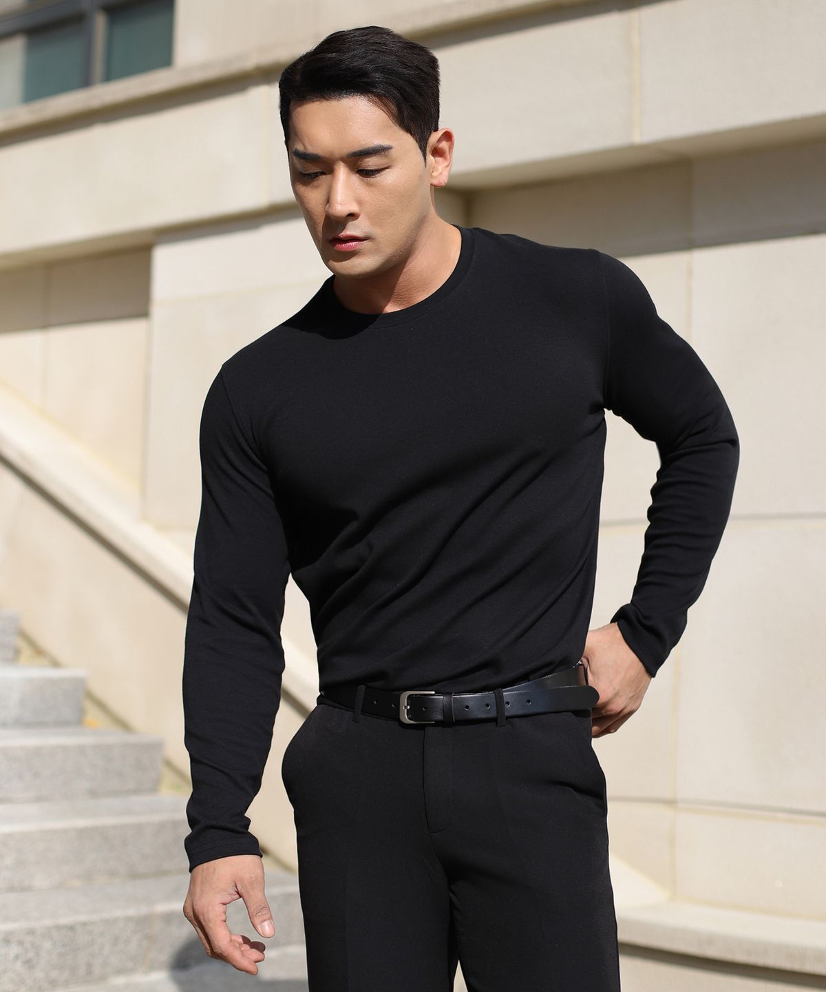 보스트핏(BOASTFIT) 머슬핏 코튼모달 긴팔 티셔츠 2COLOR