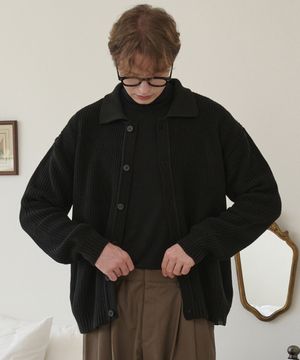 카라넥 니트 가디건 블랙