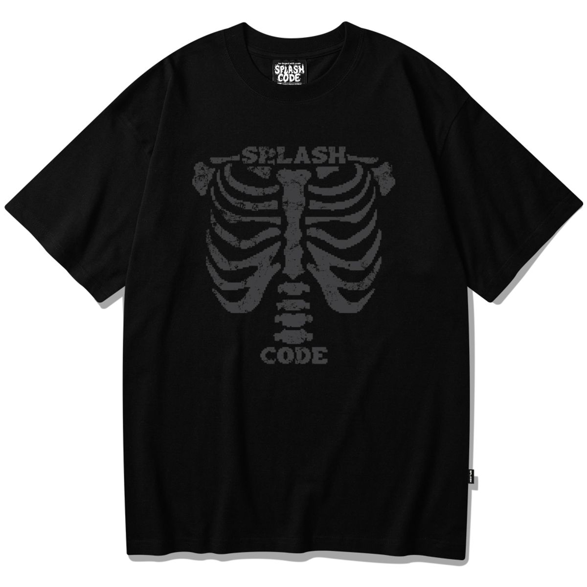 스플래시코드(SPLASHCODE) 반팔 티셔츠 블랙 - 스켈레톤(Skeleton)