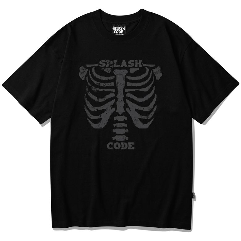 반팔 티셔츠 블랙 - 스켈레톤(Skeleton)