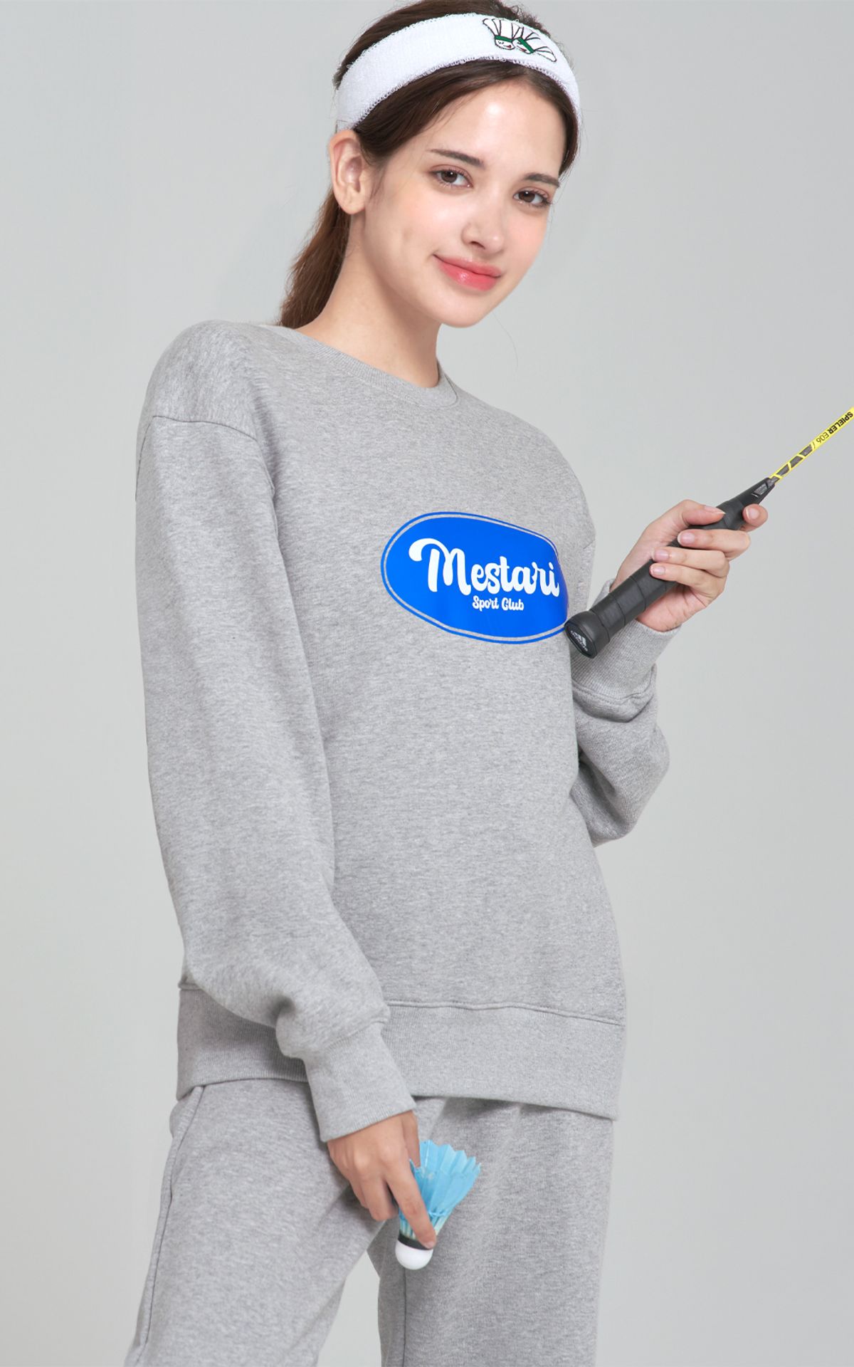 메스타리(MESTARI) 서클 로고  남녀공용 SWEATSHIRT(맨투맨) ) 그레이 ES2004