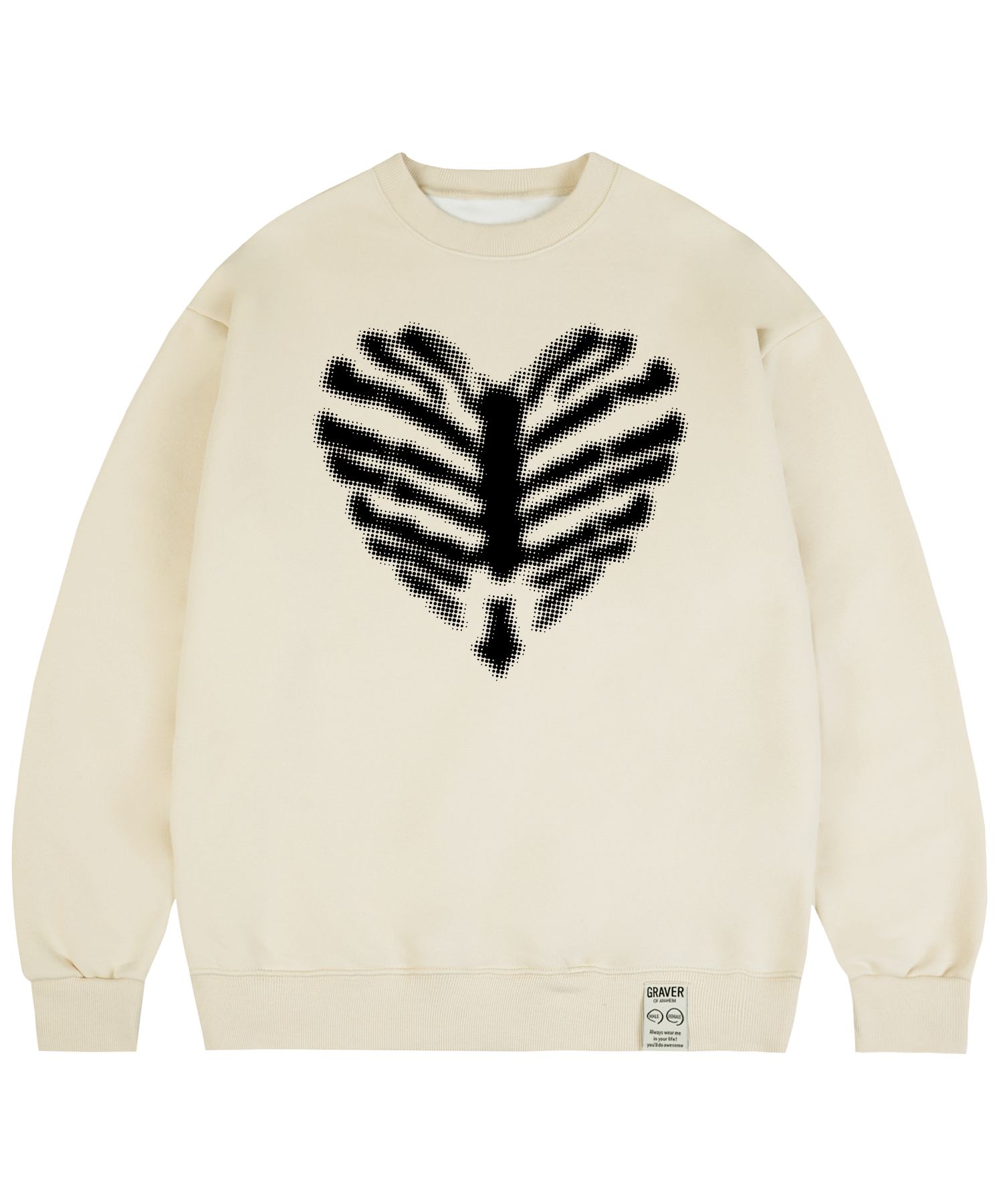 【GRAVER】24FW★ Bone Heart Dot Silhouette Sweatshirt MUSINSA | GRAVER [UNISEX] Bone Heart Dot Silhouette Man to