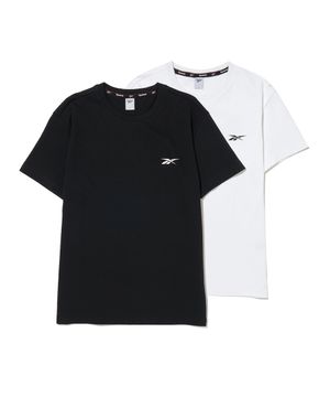 머슬핏 2PACK 스몰 로고 티셔츠 - 블랙/화이트