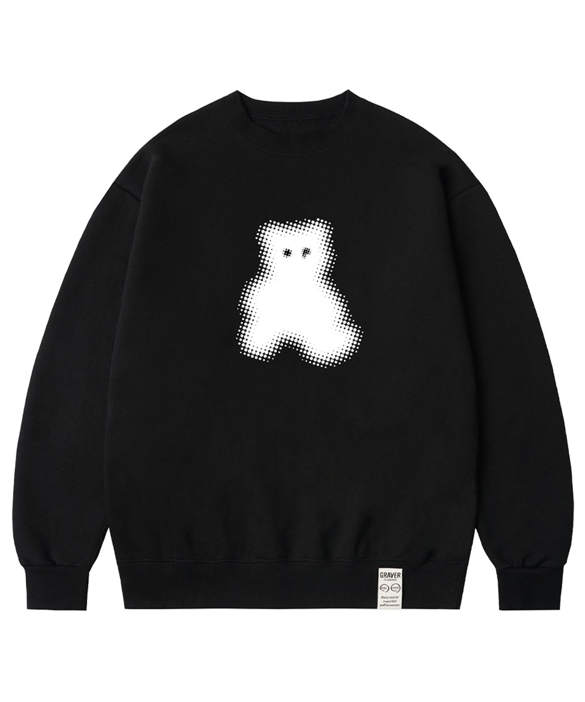 그레이버(GRAVER) [UNISEX]도트 실루엣 베어 맨투맨_블랙