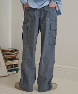 콤 스트라이프 카고 팬츠_블루