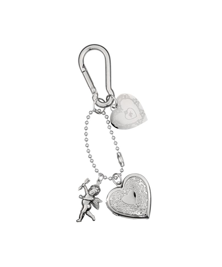 cupid heart keyring-silver