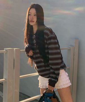 Striped Polo T-Shirt - Brown